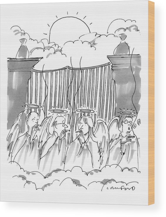 565x740 angels smoking outside of the gates of heaven wood print - Gates Of Heaven Drawing