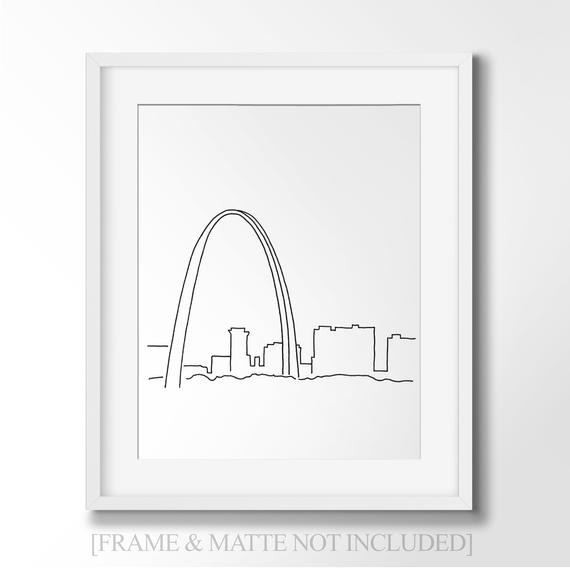 570x570 st louis gateway arch line art for travel lovers minimalist etsy - Gateway Arch Drawing