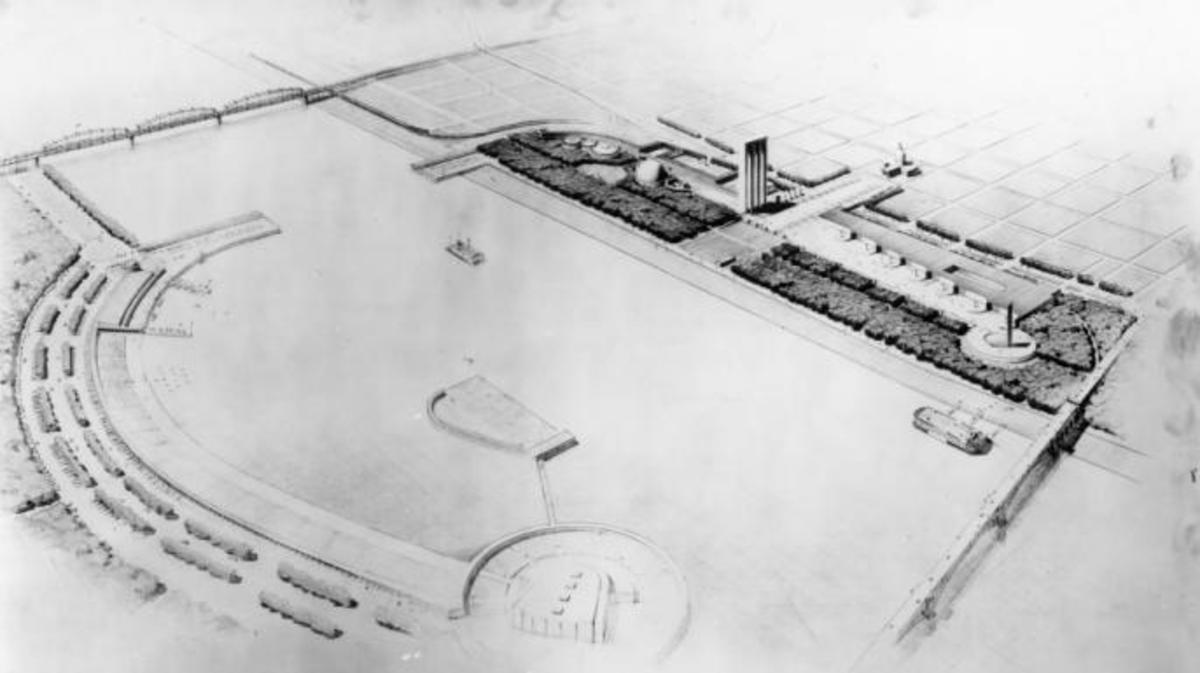 1200x673 the monumental designs rejected for the gateway arch - Gateway Arch Drawing