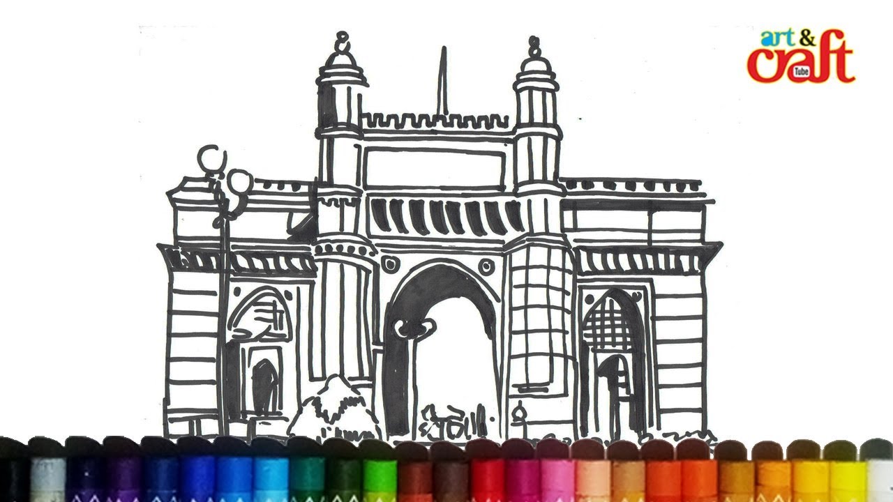 1280x720 how to draw landscape of gateway of india step - Gateway Drawing