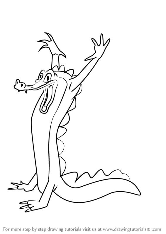 566x800 learn how to draw ben ali gator from fantasia - Gator Drawing