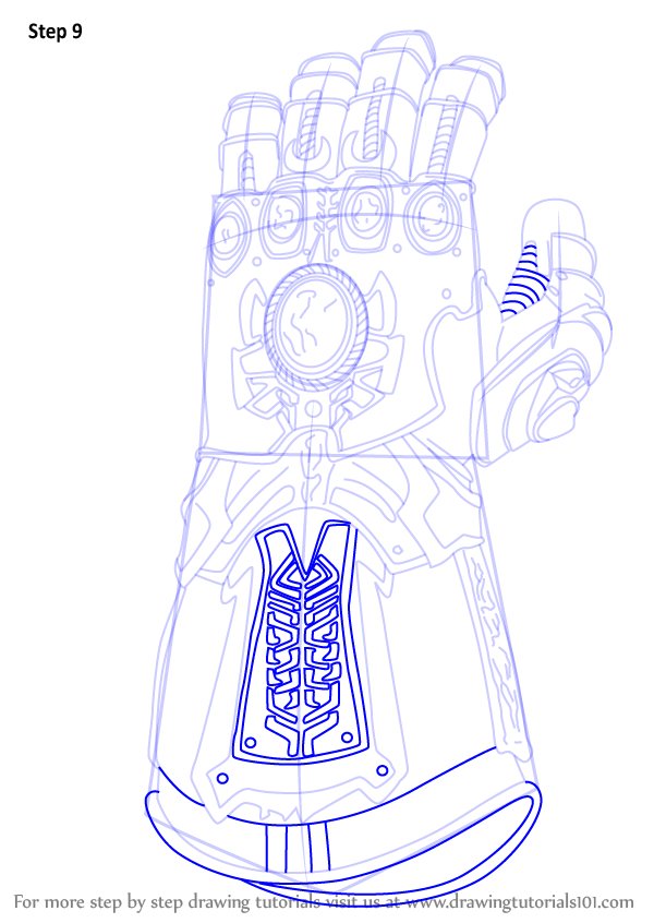 600x846 learn how to draw the infinity gauntlet from avengers - Gauntlet Drawing