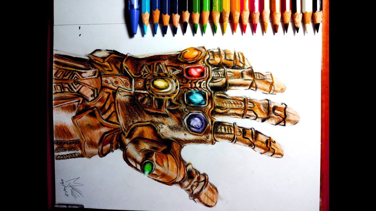 1280x720 avengers infinity war thanos 's infinity stones gauntlet drawing - Gauntlet Drawing