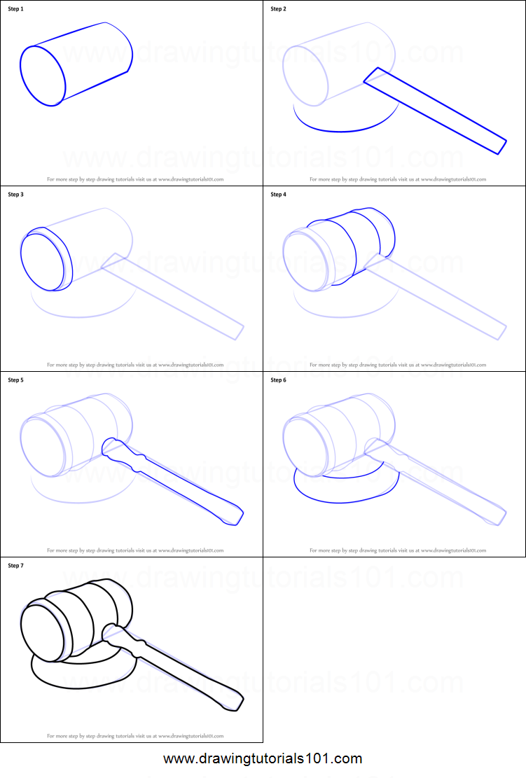 751x1111 how to draw a gavel printable step - Gavel Drawing