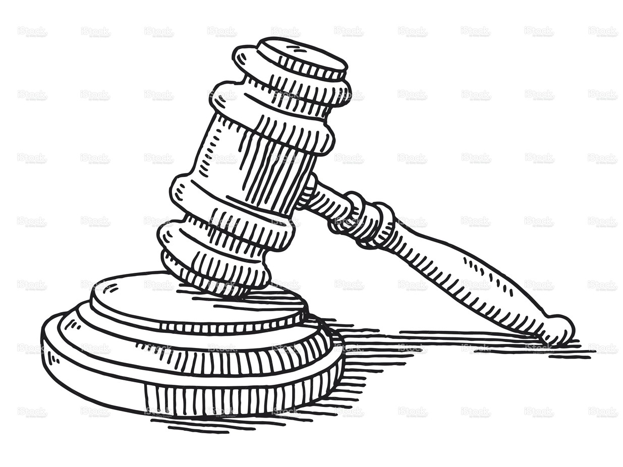 1235x926 stock illustration gavel and soundblock justice drawing - Gavel Drawing