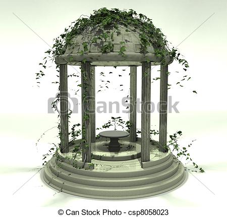450x430 Gazebo In Green, In The Old Style With Ivy - Gazebo Drawing