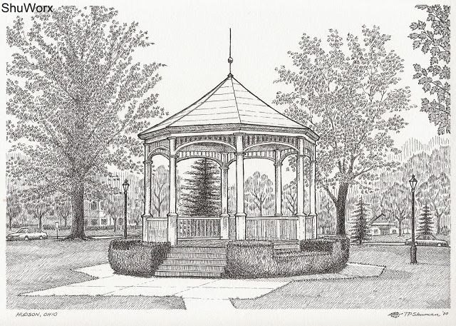 640x457 How To Draw A Gazebo - Gazebo Drawing