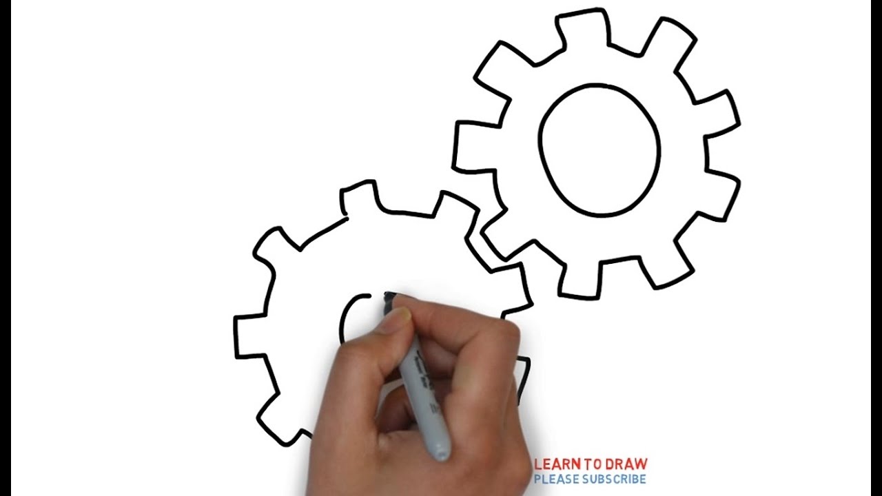1280x720 How To Draw A Gear Step - Gear Drawing