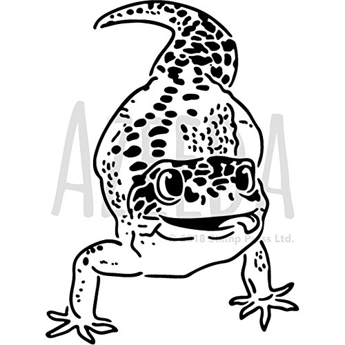 500x500 Azeeda 'happy Leopard Gecko' Wall Stencil Template - Gecko Drawing Template