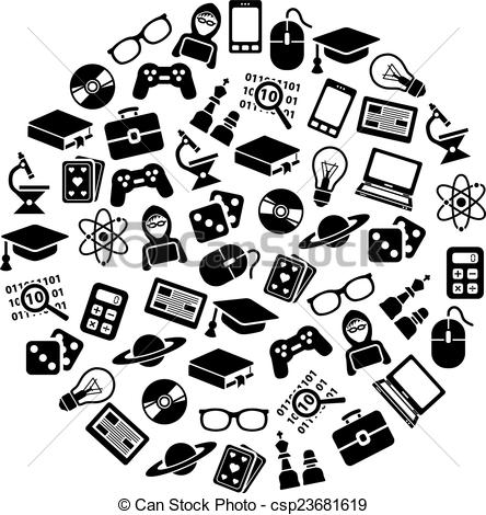 444x470 Geek Icons In Circle - Geek Drawing