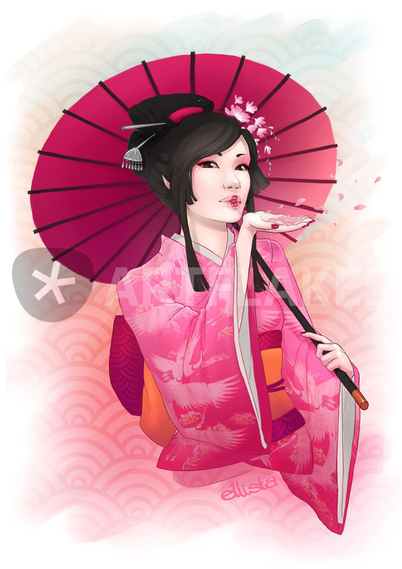 566x800 geisha drawing art prints and posters - Geisha Drawing