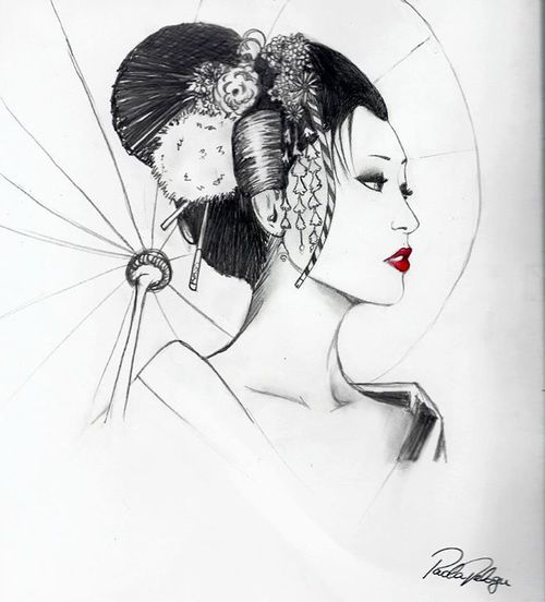 500x552 geisha of japan via facebook on we heart it - Geisha Drawing