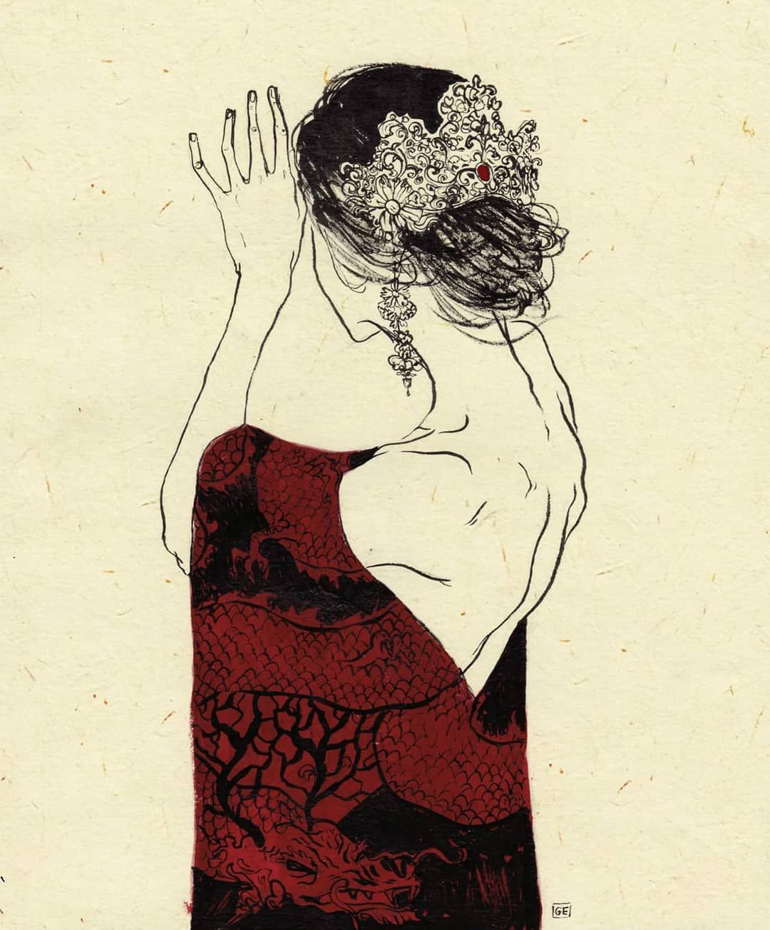 1080x1303 giovanni esposito - Geisha Drawing