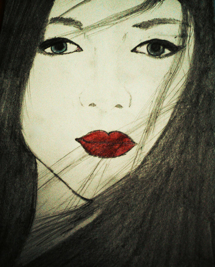 724x900 japanese geisha drawing - Geisha Drawing