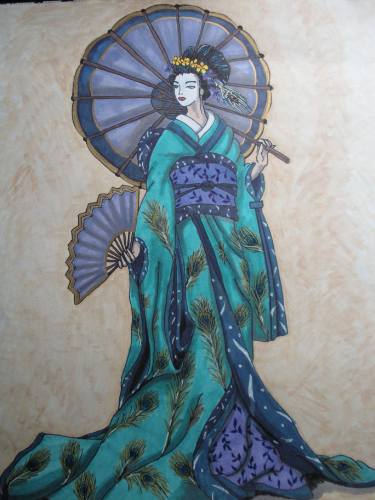 375x500 geisha drawing - Geisha Drawing