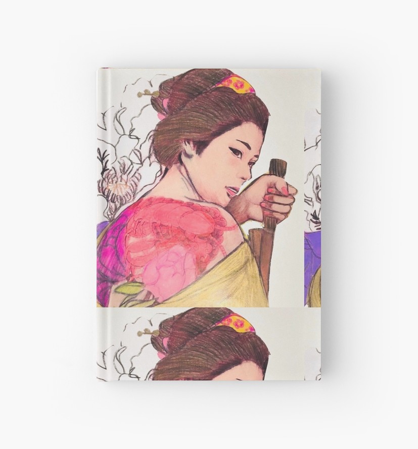 827x889 chinese geisha drawing hardcover journals - Geisha Drawing