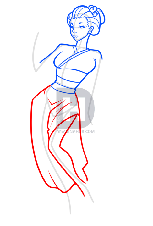487x719 geisha drawing lesson, step - Geisha Drawing
