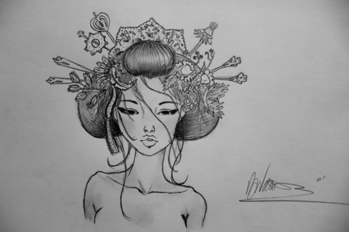 500x333 she sleeps with terror the geeky geisha - Geisha Drawing Tumblr