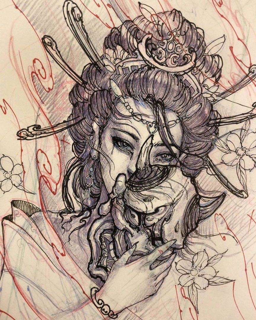 864x1080 Tumblr Art Tatuaggi Da Per Tatuaggi - Geisha Drawing Tumblr