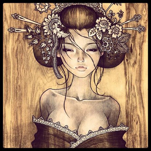 500x500 geisha tumblr desenho - Geisha Drawing Tumblr