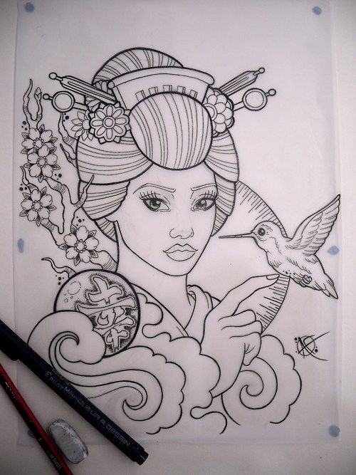 500x667 oriental tattoo tumblr makin' a statement !!! geisha tattoo - Geisha Drawing Tumblr