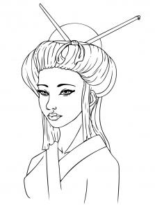 223x302 Draw A Geisha Girl, Step - Geisha Face Drawing