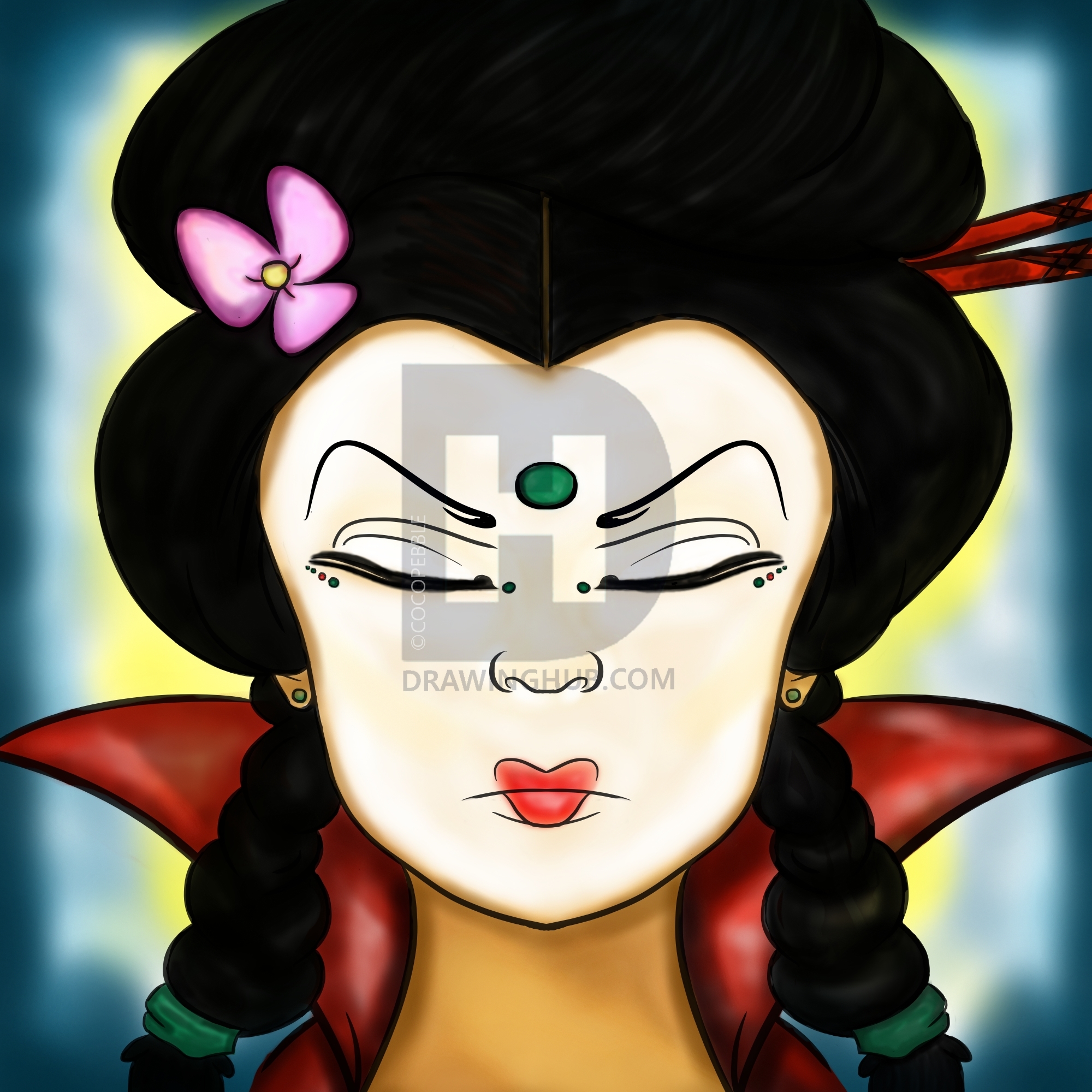 2000x2000 Drawing A Geisha Face, Step - Geisha Face Drawing