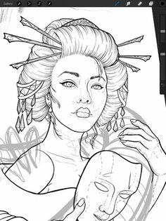 236x315 best japanese images japanese tattoos, tattoo japanese - Geisha Face Drawing