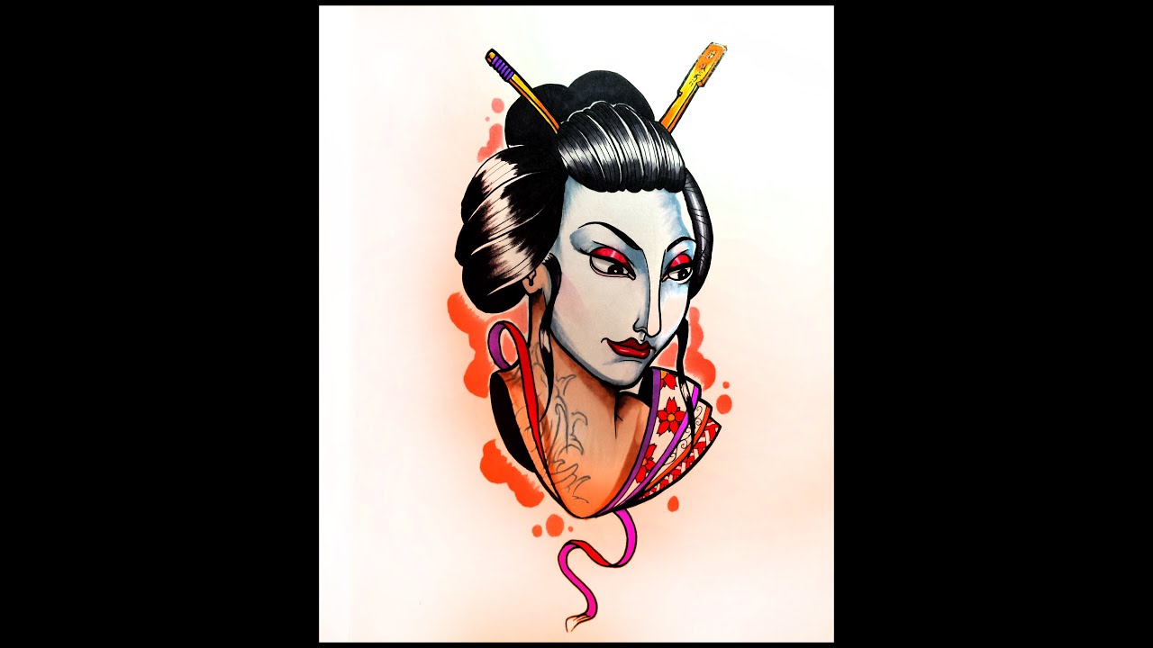 Geisha Face Drawing at PaintingValley.com | Explore collection of ...