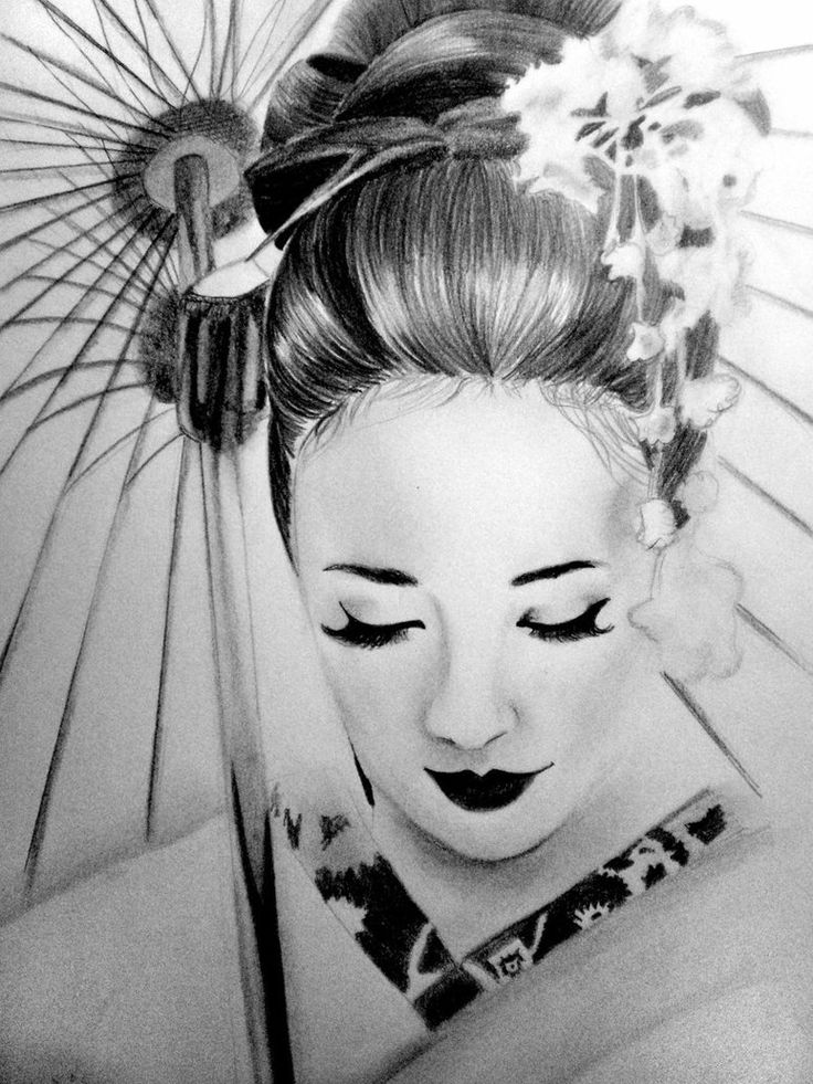 736x981 Pictures Of Geisha Face Drawing - Geisha Face Drawing