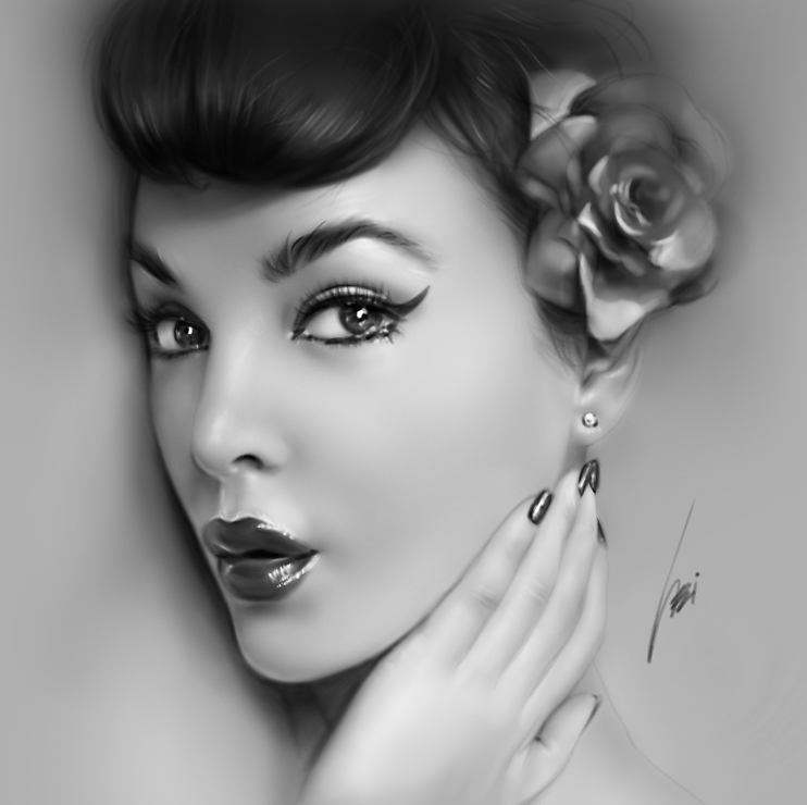 742x740 portrait painting geisha art of wei - Geisha Face Drawing