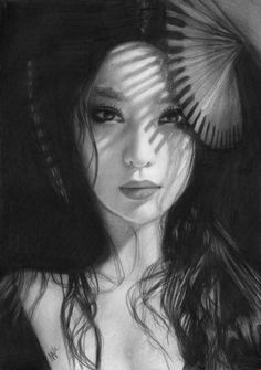 236x335 Japanese Face Drawing - Geisha Face Drawing
