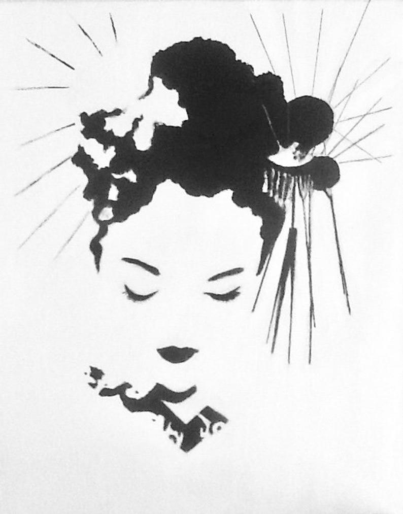 794x1013 Abstract Paintingface Geisha Abstract Womenacrylicart Etsy - Geisha Face Drawing