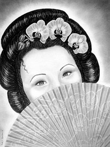 226x300 mysterious - Geisha Girl Drawing