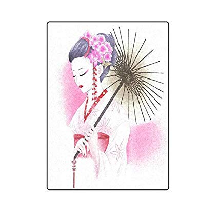 425x425 japanese art geisha girl warmer winter fleece throw - Geisha Girl Drawing
