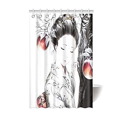 425x425 japanese art geisha girl waterproof bathroom decor - Geisha Girl Drawing