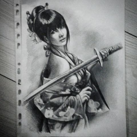 480x480 Drawn Geisha Tattoo - Geisha Tattoo Drawing