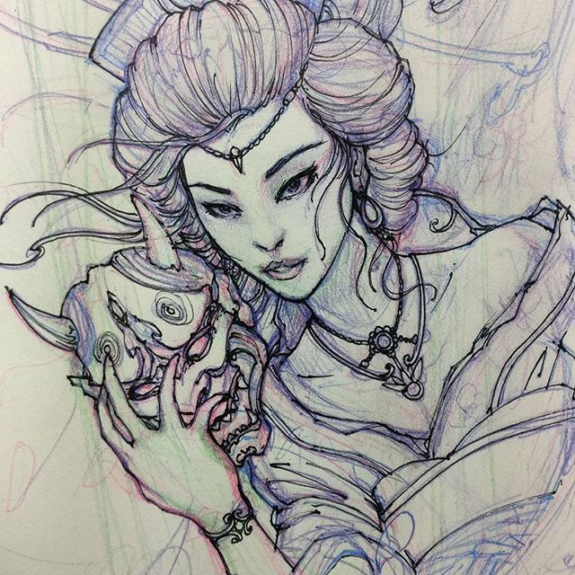 640x640 Drawn Geisha Tattoo Free Clip Art Stock Illustrations - Geisha Tattoo Drawing