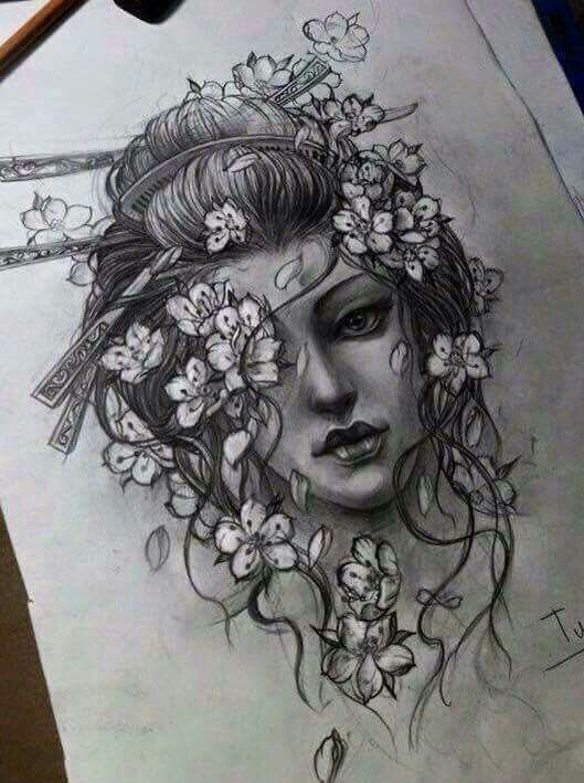 529x709 ideen zu tattoo auf geisha tattoos - Geisha Tattoo Drawing