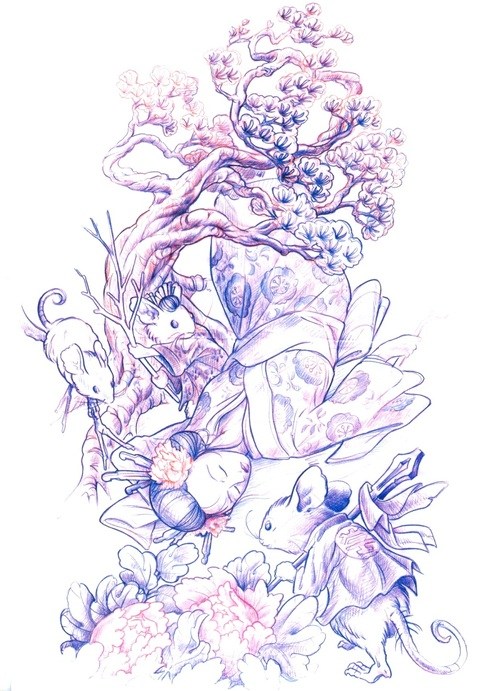 500x691 Incredible Geisha Tattoo Which Will Amaze You Picsmine - Geisha Tattoo Drawing