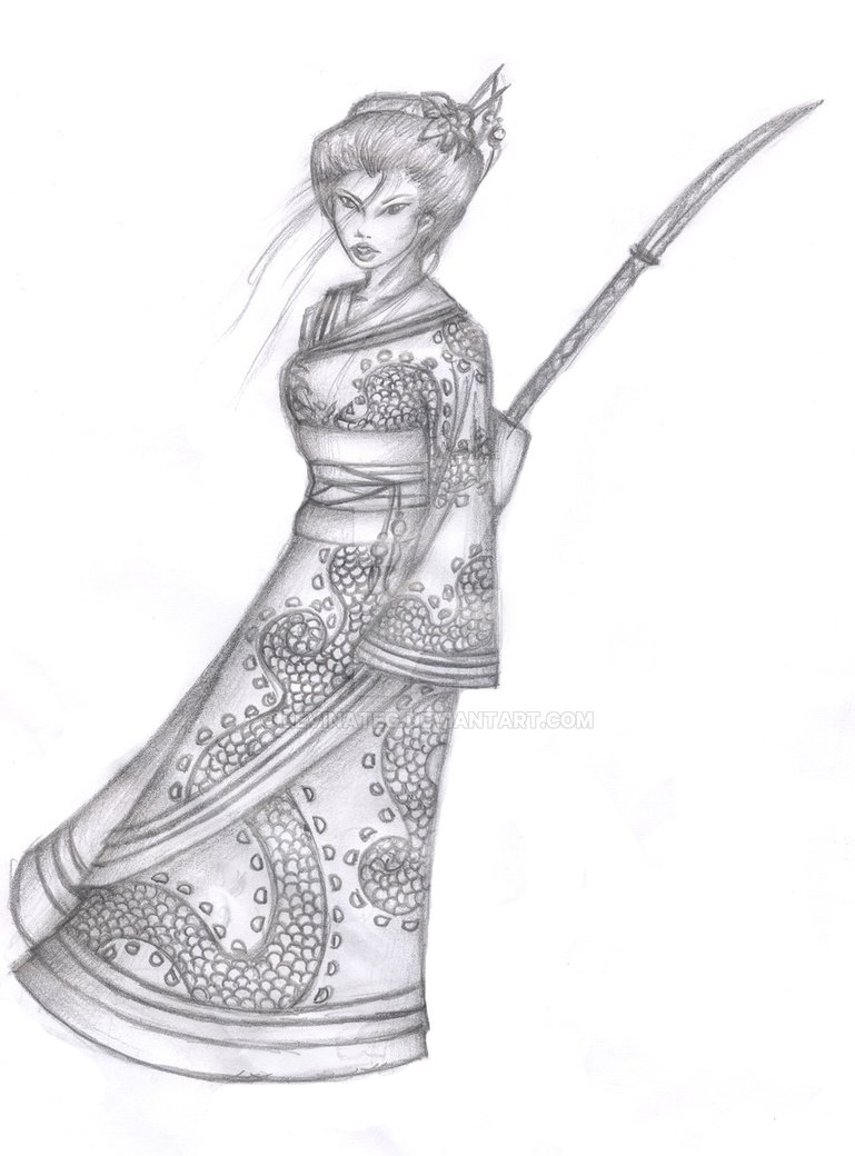 Geisha Warrior Drawing