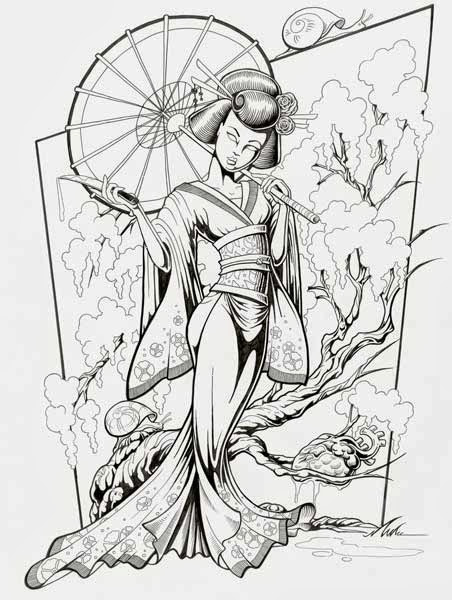 452x600 Images Of Geisha Warrior Drawing - Geisha Warrior Drawing