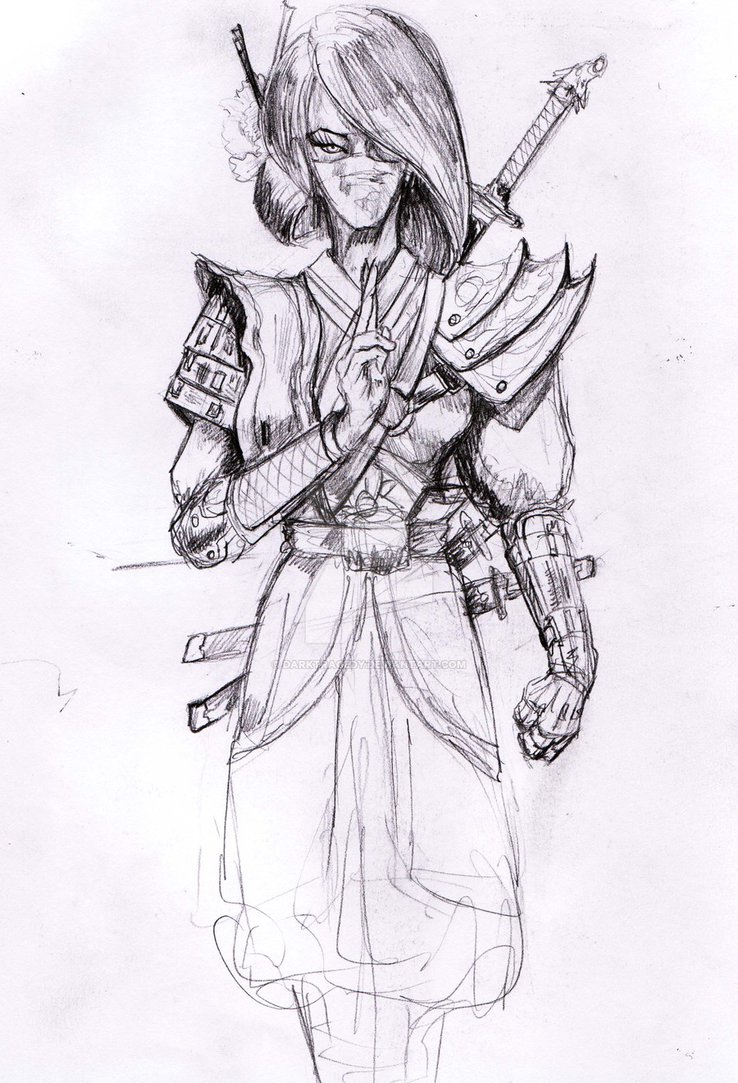 738x1083 Geisha Drawing Koi For Free Download - Geisha Warrior Drawing