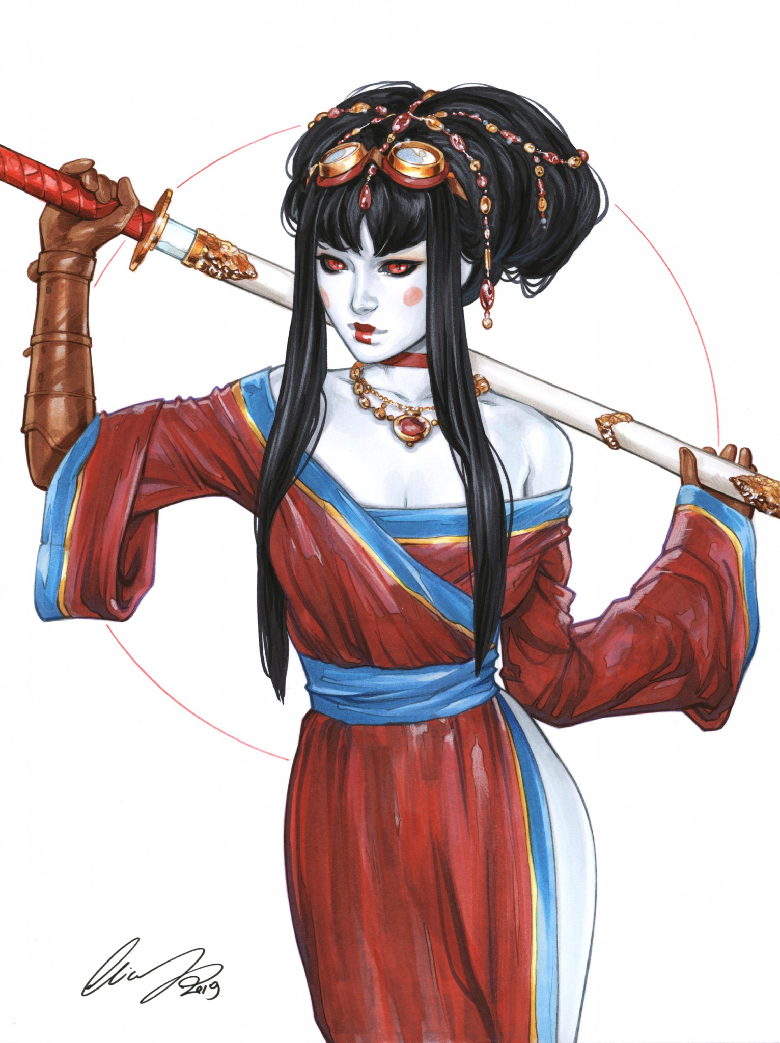 1532x2048 Warrior Geisha Copic Award Official Website - Geisha Warrior Drawing