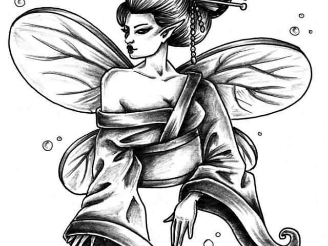 640x480 Drawn Geisha Warrior - Geisha Warrior Drawing