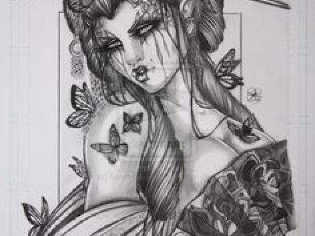 640x480 Drawn Geisha Warrior - Geisha Warrior Drawing