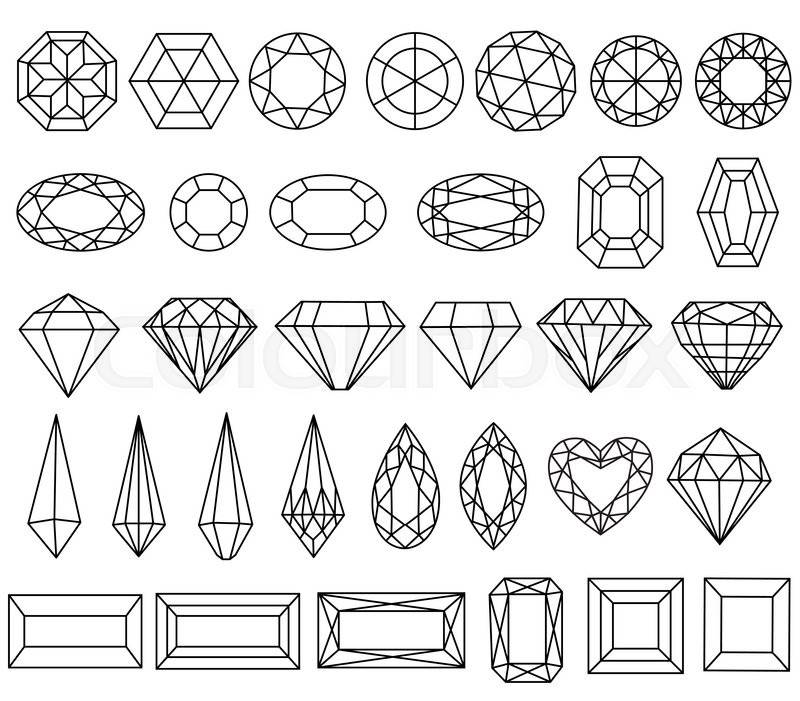 800x701 Graphic Drawing Gemstone Faceting Stock Vector Colourbox - Gem Drawing