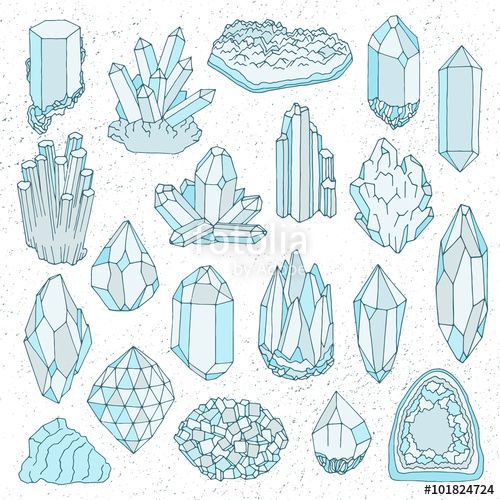 500x500 Vector Hand Drawn Line Crystal, Mineral, Gem Ideas - Gem Drawing