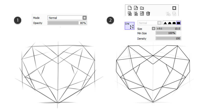 850x454 How To Create A Set Of Vibrant Gem Icons In Paint Tool Sai - Gem Line Drawing