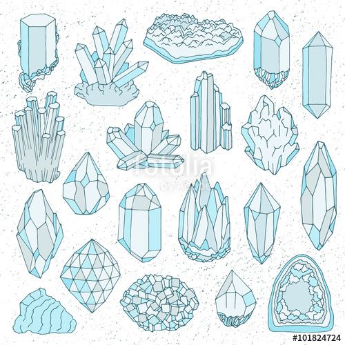 500x500 Vector Hand Drawn Line Crystal, Mineral, Gem Crystals - Gem Line Drawing